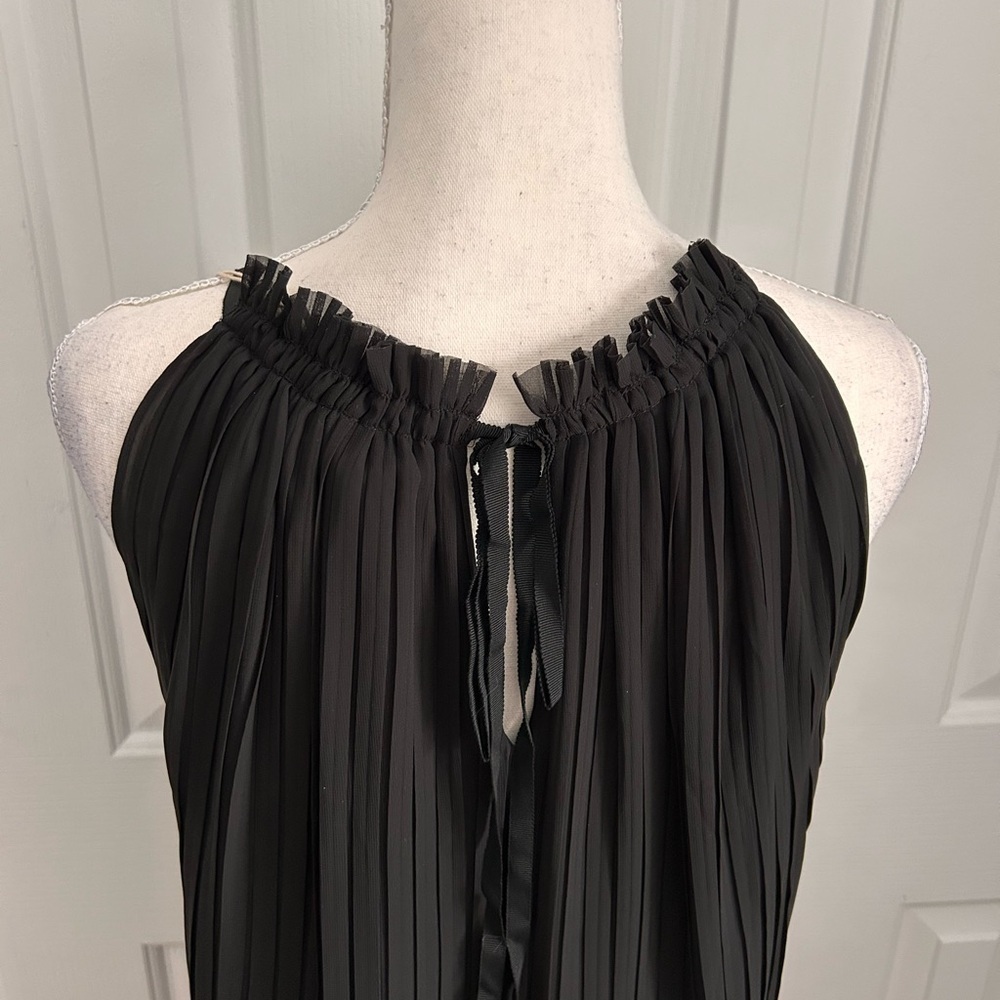 NWT MAX STUDIO Maxi, Sleeveless, Pleated, Polka Dots, Dress, Black & White Large - Picture 6 of 9